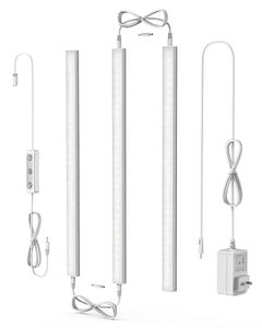 lot 12346 image: ASOKO Under Cabinet Led Light Plug in, Dimmable Daylight White 4500K, 3 Pack 12 inch Linkable Led Under Counter Lights for Kitchen, Shelf, Workbench, Cupboard, Upgrade UL Listed Plug 12V, UNO-LK 4500K