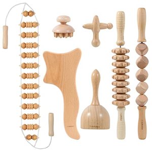 lot 12351 image: 7 Pack Wood Therapy Massage Tools for Body Shaping Set,Anti Cellulite Massager,Maderoterapia Kit Colombiana,Lymphatic Drainage Massager Tools for Neck Back Waist Pain Relief