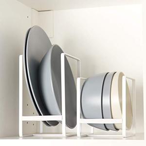 lot 12352 image: ORZ Plate Organizer for Cabinet, Set of 2 Plate Holders Metal Plate Storage Rack for Counter-top and Cupboard