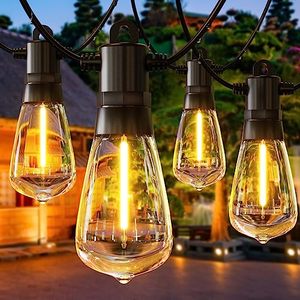 lot 12360 image: GPATIO Outdoor LED String Lights, 150FT(3PACK50FT) Patio Lights with 453 Dimmable IP65 Waterproof Vintage ST38 Bulbs, 2200k Shatterproof for Backyard Patio Garden Outside Gazebo Camping Indoor