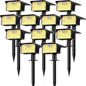 lot 12361 image: Solar Spot Lights Outdoor Motion Sensor, 62 LED12 Pack Solar Lights Outdoor IP65 Waterproof, 3 Modes Solar Landscape Spotlights, Solar Powered Flood Wall Lights for Outside Yard Garden (Warm White)