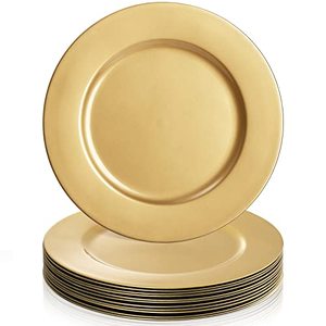 lot 12366 image: ZEAYEA 11 Pack Gold Charger Plates, 13 Inch Plastic Round Dinner Charger Plates for Wedding Party, Elegant Tabletop Decor