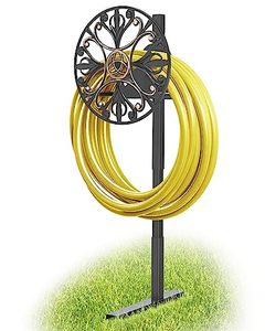 lot 12367 image: GOFORWILD Garden Hose Holder, Decorative Hose Butler Sturdy Water Hose Rack, Durable Wall Hose Hanger, Holds 125-Feet of 58-Inch Hose, Hose Reel, Made of Stainless Cast Aluminum, 7008
