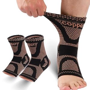 lot 12379 image: Copper Ankle Brace, Copper Infused Ankle Support Compression Sleeve for Men & Women, for Foot Pain Relief, Plantar Fasciitis, Sprained Ankle, Achilles Tendonitis,Recovery, Daytime or Night Use(S)