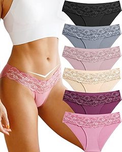 lot 12388 image: Which is Seamless Underwear for Women Sexy No Show Bikini Panties Lace Ladies High Cut Hipster Invisible Cheeky 6 Pack S-XL