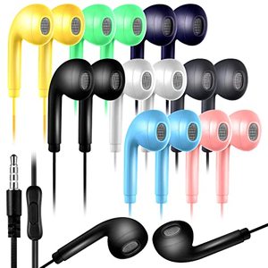 lot 12398 image: 50 Pack Bulk Earbud Headphones with Mic Assorted Colors Student in Ear Earbuds Classroom Wired Ear Buds with 3.5mm Headphone Plug for Kids Adults School Library Museum Travel Plane Tablet (Cute)