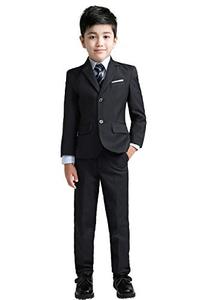 lot 12405 image: YuanLu Boys Suit with Blazer Pants Vest Shirt and Tie Kids Formal Suit Black Size 14