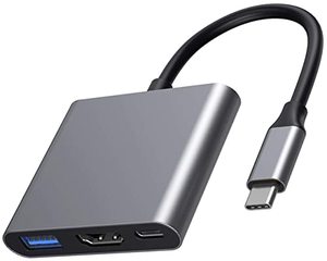 lot 12407 image: USB C to HDMI Multi-Port Adapter, Digital AV Multi-Port Adapter with 4K HDMI & USB 3.0 & 87W Type C Fast Charging Port for MacBook ProAir, Microsoft, Samsung and More