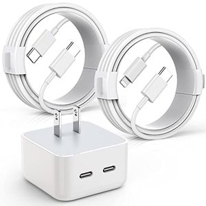 lot 12408 image: Apple USB C Charger, 40W Dual USB C Wall Charger, iPhone Charger iPad Charger Super Quick Double USB C Port Apple Charger Foldable Plug with Lightning Cable and USB C Cable for iPhone, iPad, iPad Pro