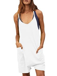 lot 12409 image: Tongmingyun Womens Summer Casual Sleeveless Rompers Loose Spaghetti Strap Shorts Jumpsuit with Pockets