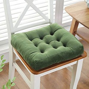 lot 12429 image: vctops Velvet Solid Chair Pad Super Soft Plush Washable Square Seat Cushion for Kitchen Dining Room (DarkGreen,14 x 18)