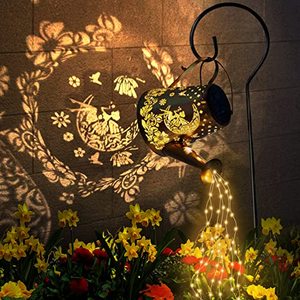 lot 12430 image: Solar Watering Can with Lights Outdoor Garden Decor Large Hanging Lantern Waterfall Landscape Lights Waterproof Solar Garden Decorations for Lawn Patio Yard Pathway Gardening Gifts