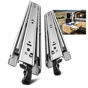 lot 12445 image: AOLISHENG 1 Pair Heavy Duty Drawer Slides with Lock 12 14 16 18 20 22 24 26 28 30 32 34 36 38 40 Inch 150 lb Load Capacity Side Mount Full Extension Ball Bearing Cabinet Locking Rail Tool Box Runner