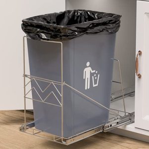 lot 12460 image: Pull Out Trash Can Under Cabinet, Under Sink Trash Can Pull Out, Slide-Out Cabinet Trash Can Pull Out Kit, Adjustable Cabinet Garbage Can Pull Out for 7-11 Gallon Trash Can(Not Include Trash Can)