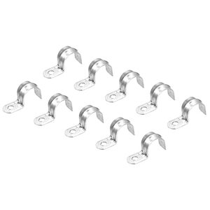 lot 12463 image: uxcell 1 Hole Pipe Strap, 24pcs 34 Carbon Steel EMT Conduit Clamp Reinforced Rib for Pipe Fixing on Various Surfaces