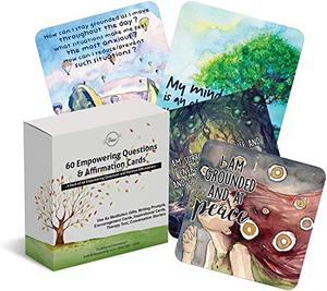 lot 12477 image: Dessie 60 Affirmation Cards with Thought Provoking Empowering Questions. Mindfulness Cards for Group and Self Therapy. Inspirational Self Care Gifts for Women, Meditation Gifts