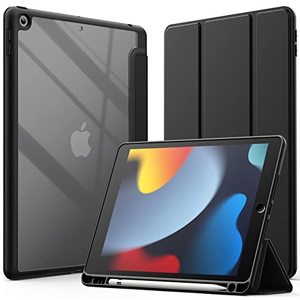 lot 12480 image: JETech Case for iPad 10.2-Inch (9th8th7th Generation, 202120202019) with Pencil Holder, Clear Transparent Back Shell Slim Stand Shockproof Tablet Cover, Auto WakeSleep (Black)