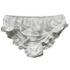 lot 12482 image: Womens Girls Pure Silk Cute Ruffle Underwear Underpants Bikini Soft Shorts Briefs Comfortable Panties (as1, alpha, s, regular, regular, White)