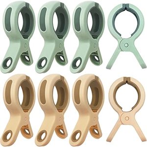 lot 12485 image: 8 Pack Beach Towel Clips for Beach Chairs Cruise, Beach Chair Clips for Towels Lounge Chairs Pool Towel Holder, Large Clips Plastic Clothespin Clamps for Hanging Clothes in Bright Color(Orange, Green)