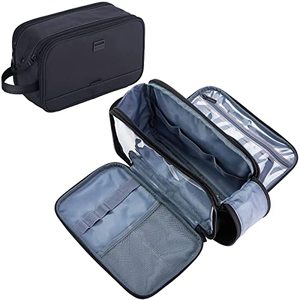 lot 12489 image: ZEEMO Toiletry Bag for Men, Extra Large Water-resistant Dopp Kit with Double Side Full Open Design, Shaving Bag for Toiletries and Shaving Accessories for Long Travel, Black