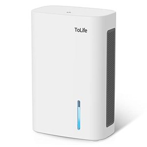 lot 12491 image: ToLife Dehumidifiers for Home, 62 OZ Dehumidifier for Room with Auto Shut Off, Sleep Mode (800 sq. ft) Portable Dehumidifier for Bathroom, Bedroom, Basement, RV, 7 Colors LED Light, White