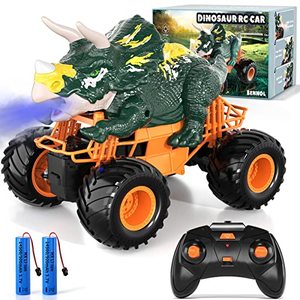 lot 12496 image: Bennol Remote Control Dinosaur Car for Boys Kids, 2.4Ghz RC Dinosaur Truck Toys for Toddlers, Electric Hobby RC Car Toys Triceratops with Light & Sound Spray for 3 4 5 6 7 8 Year olds Kids Boys Girls