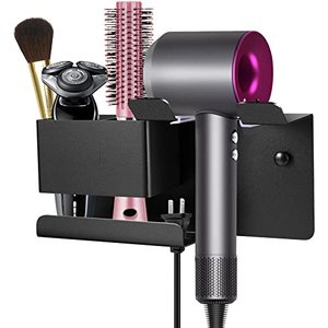 lot 12511 image: BOJDOPIE Hair Dryer Holder Wall Mounted, Blow Dryer Organizer for Bathroom, Aluminum Alloy Multi-functional Hair Dryer Rack for Dyson Supersonic, Morden Black