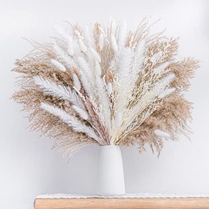 lot 12515 image: Natural Dried Pampas Grass Boho Home Decor Bouquet Phragmites Dried Flowers Bouquet for Wedding Floral Arrangements Home Decorations (96PCS)