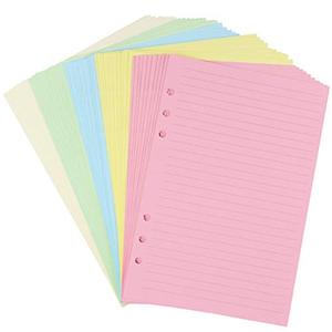 lot 12541 image: A5 Colorful 6-Hole Punched Ruled Refills Inserts for Personal Size Organizer Binder, 5-Color Loose Leaf Planner Filler Paper, 50 Sheets100 Pages,Ruled (8 14 x 5 58)