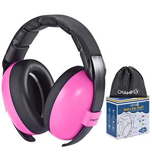 lot 12558 image: CHAMPS Baby Ear Muffs, Baby Earmuff Noise Protection Reduction Headphones for 0-3 Years Babies, Toddler, Infant, Safety Hearing Ear Muff Shooting Range Hunting Season Pink