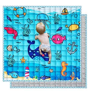 lot 12565 image: Baby Play Mat, Baby Crawling Floor Mats Babies Playmats Compatible with TODALE LIAMST Baby Playpen, Non-Slip Cushion Indoor Outdoor Infant Play Mat Kids Playpen Mat for Baby (50x50 Inch, Ocean Blue)