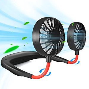 lot 12574 image: Portable Neck Fan Rechargeable Personal Hand-Free Fan Mini USB Wearable Neckband Sport Fan, 3 Speed Adjustable, 360 Degrees Free Rotation Perfect for Working, Traveling,Office, Reading (Black)