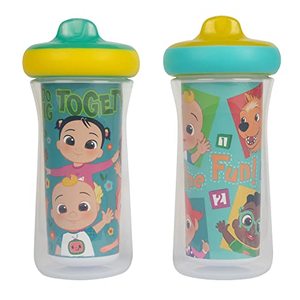 lot 12576 image: The First Years Cocomelon Kids Insulated Sippy Cups - Dishwasher Safe Spill Proof Toddler Cups - Ages 12 Months and Up - 9 Ounces