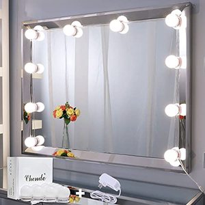 lot 12581 image: Chende LED Vanity Light for Mirror, Hollywood Style Makeup Lights with Dimmer and 12V Adapter, Stick on Vanity Mirror, (Mirror Not Included)