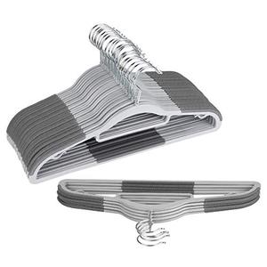 lot 12584 image: OIKA Hangers Plastic 30pack Space Saving Coat Hanger, Upgraded Rubber Stripe Non-Slip Pants Hangers, 360° Swivel Hook Clothes Hangers, 16.5 Inches, Gray