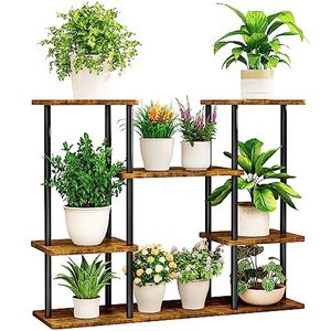 lot 12606 image: INGIORDAR Plant Stand Indoor Corner Tiered Metal Plant Organizer 6 Tier 14 Pot