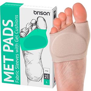 lot 12611 image: Metatarsal Pads for Women and Men Ball of Foot Cushion - Gel Sleeves Cushions Pad - Fabric Soft Socks for Supports Feet Pain Relief (Beige) Large