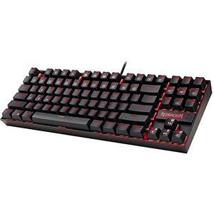 lot 12617 image: Redragon K552 Mechanical Gaming Keyboard 60% Compact 87 Key Kumara Wired Blue Switches for Windows PC Gamers (RED Backlit Black)