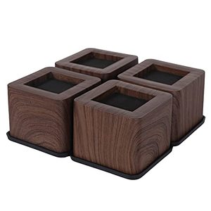 lot 12619 image: MEETWARM 3 Bed Riser Heavy Duty Furniture Risers Lift Block with Black Walnut Grain Color for Sofa Chair Table, Creates an Additional 3 inch Height or Storage, Set of 4