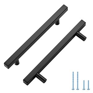 lot 12626 image: Sencico 25 Pack Black Cabinet Pulls 5 Hole Centers Square Cabinet Handles for Kitchen Cabinet Matte Black Drawer Pulls, 7-38 in Length