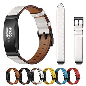 lot 12638 image: SEURE Bands Compatible for Fitbit Inspire 2  Inspire HRInspire, Genuine Leather Quick Release Watch Band, Men Women Fitness Tracker Replacement Accessories Band(White)
