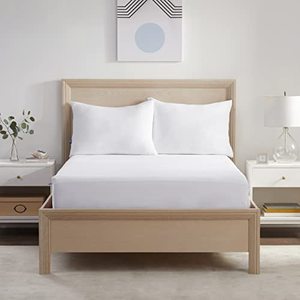 lot 12642 image: Serta Power Chill Full Size Waterproof Mattress Cover, Soft and Breathable Cooling Mattress Protector, 15 Elastic Deep Pocket for Secure Fit, White