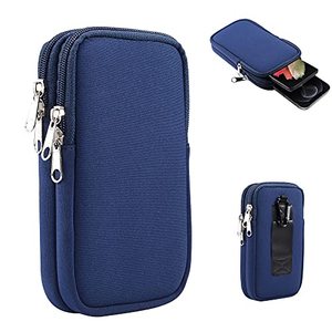 lot 12649 image: Neoprene Dual Phone Pouch Sleeve Double Holster Belt Clip Case Holder for Two Samsung Galaxy Note 20 Ultra S21 S20 Ultra, S20 FE,S21 S10 Plus, A32 A52 A72 A71 A51 A31 A21 A12 A11 A02 A20S A21S (Blue)