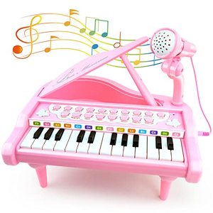 lot 12652 image: Litaonner Pink Piano Toys for 1 Year Old Girls Gifts - 24 Keys Toddler Piano Keyboard Musical with Microphone, Kids Piano Toys for 2 Year Old Girls Birthday and Xmas Gift�