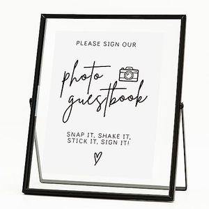 lot 12670 image: Calculs Please Sign Our Guest Book Sign For Wedding Photo Guest Book Sign Metal Black Floating Picture Frame Wedding Signs Place CardMenu Holder 10�x8� Please Sign