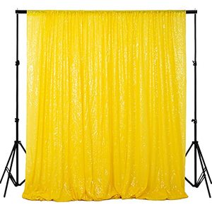 lot 12679 image: Yellow Glitter Backdrop Curtain Photo Backdrop 4FTx7FT Sequins Shimmer Curtains for Backdrop -1011E