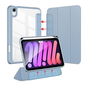 lot 12686 image: DUX DUCIS Case for iPad Mini 6 2021 (6th Generation) with Pencil Slot, Front Cover Detachable Auto Wake & Sleep Slim Transparent Shockproof Trifold Case for iPad Mini 6th Gen 8.3 Inch, Blue