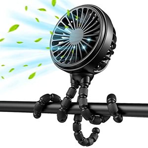lot 12698 image: GUSGU Stroller Fan with Flexible Tripod Clip on, Mini Portable Fan USB Rechargeable Battery Operated, Small Personal Handheld Fan Cooling for Bed, Car Seat, Travel, Camping�