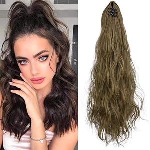 lot 12700 image: SEIKEA Ponytail Extension Claw Clip, PT007 Talia 16 Long Wavy Curly Hair Extension Jaw Clip Ponytail Hairpiece Synthetic Pony Tail (16 Inch (Pack of 1), Ash Blonde with Golden Blonde)