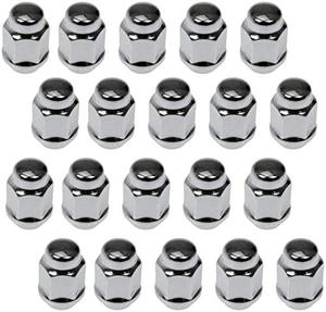 lot 12712 image: Dorman 711-265 Wheel Nut Chrome Acorn Bulge Seat 12-20 Compatible with Select Models, 20 Pack